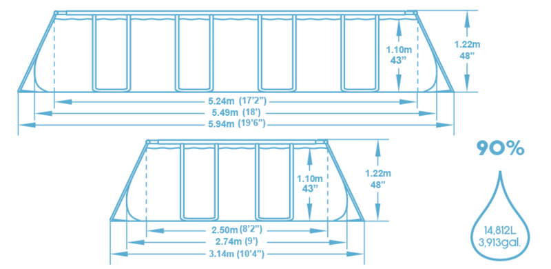 בריכת אולטרה - BESTWAY 56465 5.49x2.74x1.22